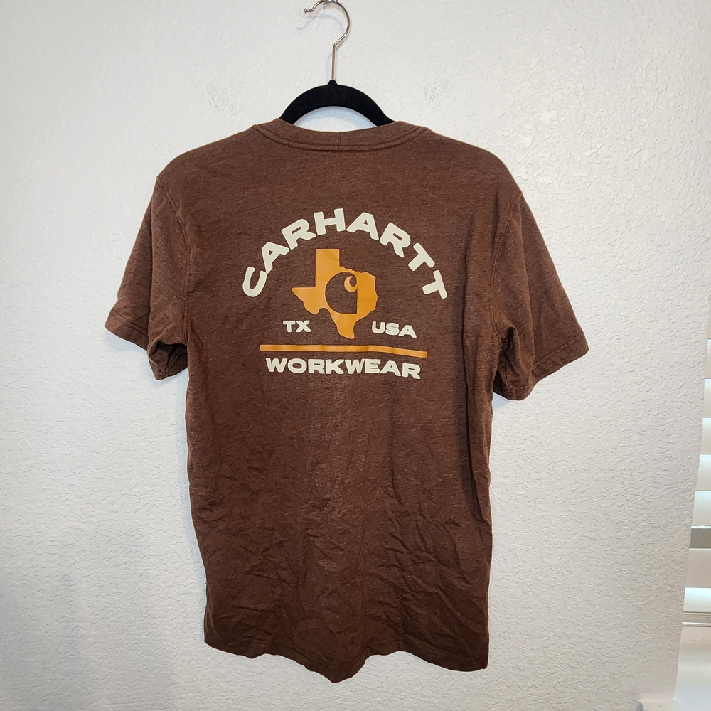 Carhartt Relaxed Fit size S Brown Pocket T-Shirt with Texas Patch - Picture 10 of 14